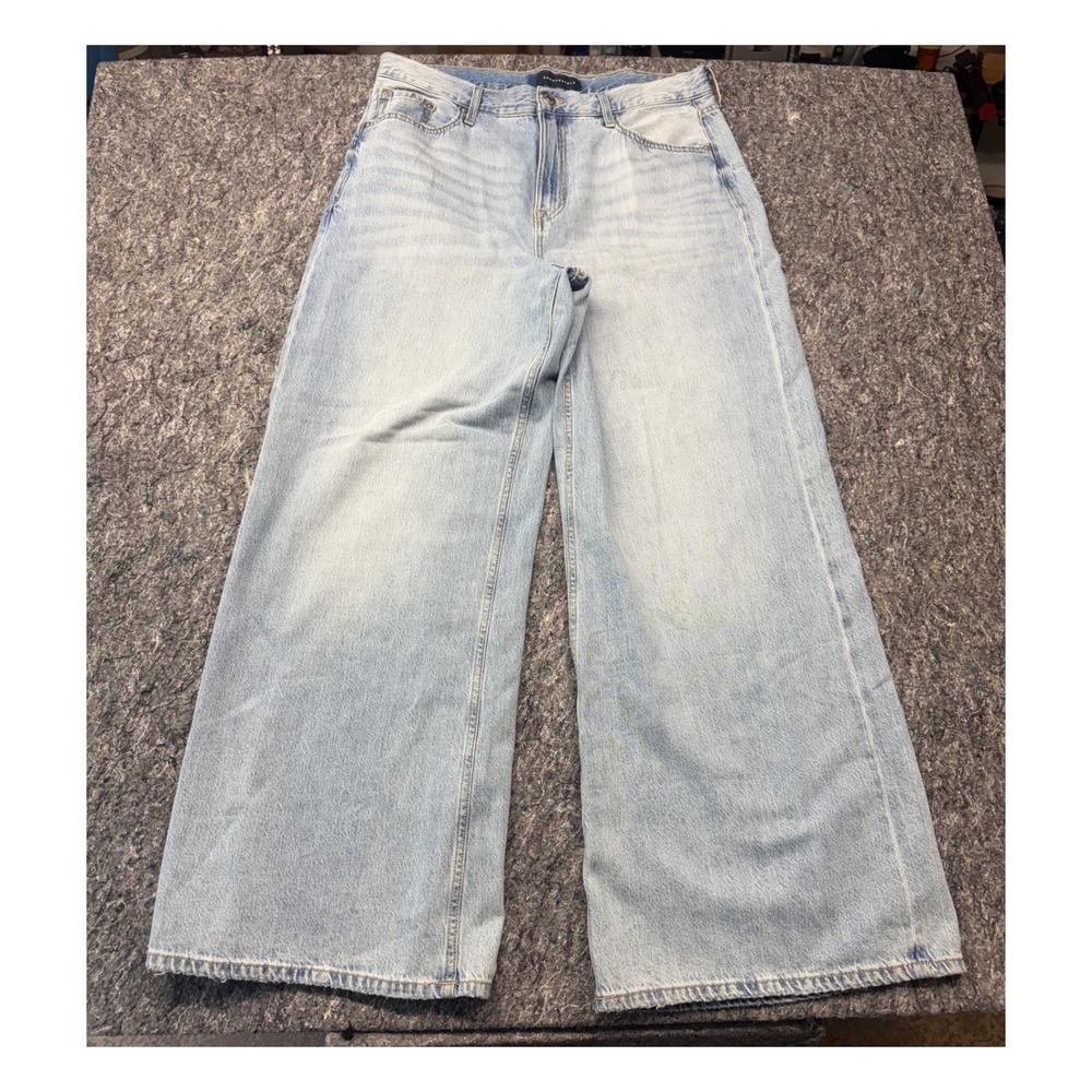 Aeropostale High Rise Super Wide Leg Jeans Light Wash Denim Womens 16 Reg